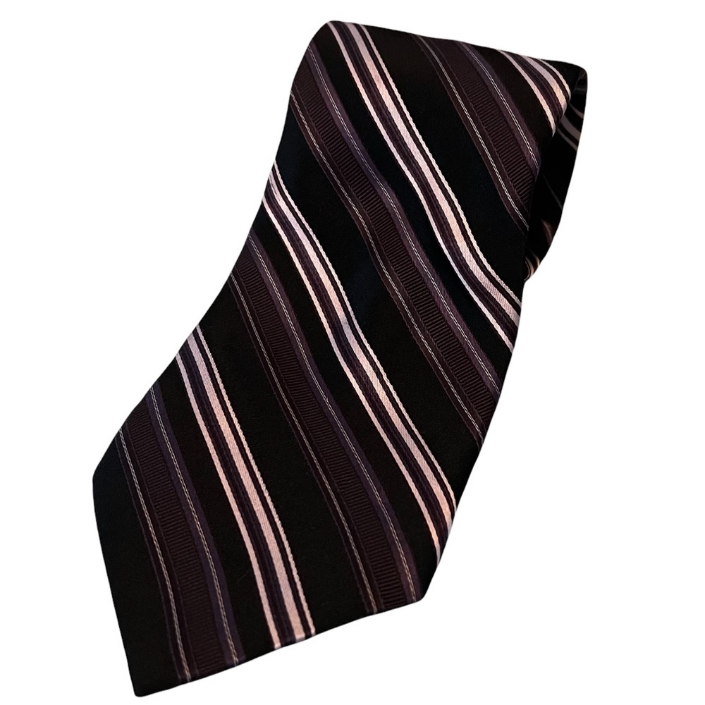 Calvin Klein Mens 100% Sill Purple and Black Tie